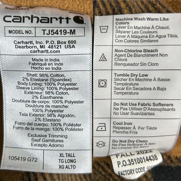 Carhartt Mens Rugged Flex Relax-Fit Canvas Fleece Lined Shirt Jacket XLT - Picture 8 of 12